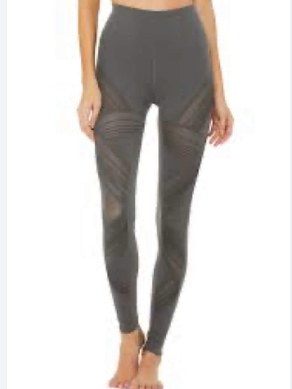 Alo Yoga High-Waist Level Up Mesh Leggings – Olive Branch Green – Size XXS